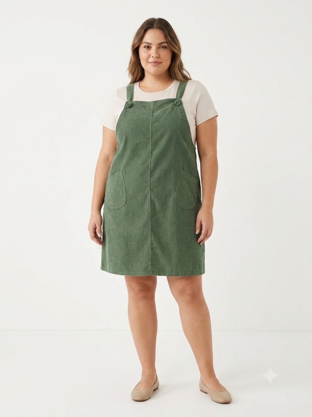 Green Corduroy Pinafore Dress